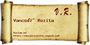 Vancsó Rozita névjegykártya